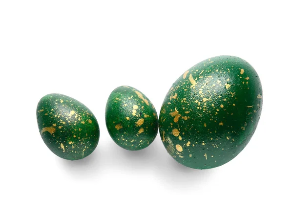 Elegantes Huevos Pascua Sobre Fondo Blanco —  Fotos de Stock