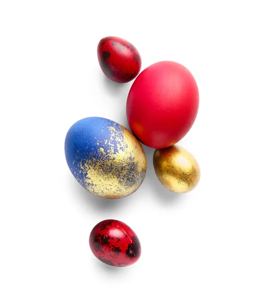 Stylish Easter Eggs White Background — Stock Photo, Image