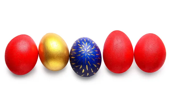 Stylish Easter Eggs White Background — Stock Photo, Image