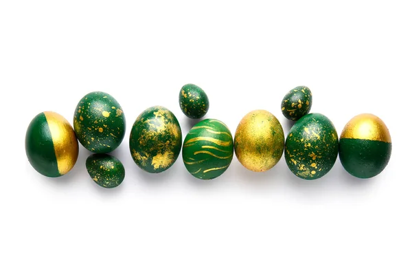 Stylish Easter Eggs White Background — Stock Photo, Image