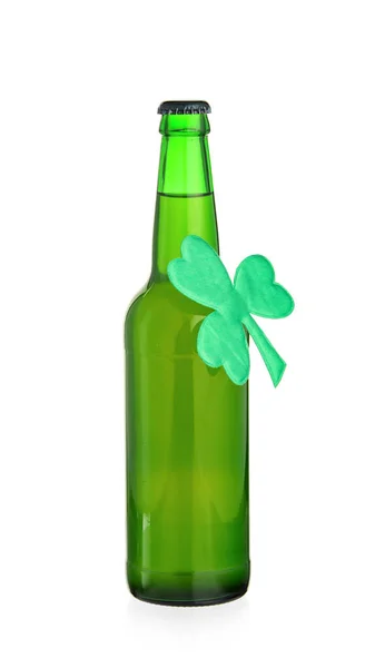 Bottle Beer Patrick Day Celebration White Background — Stock Photo, Image