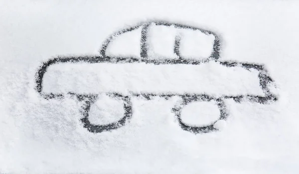 Vehicle Drawn Snow Covered Car — Stock Photo, Image