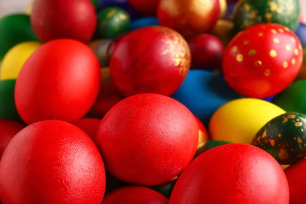 Různá Velikonoční Vajíčka Jako Pozadí Detailní Záběr — Stock fotografie