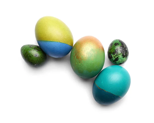 Different Easter Eggs White Background — Stock Photo, Image