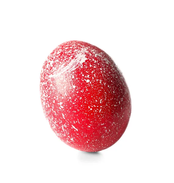 Oeuf Pâques Rouge Sur Fond Blanc — Photo