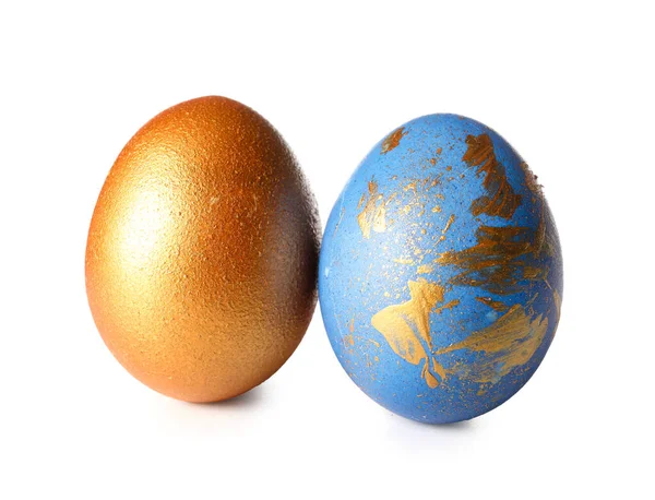 Dos Huevos Pascua Aislados Sobre Fondo Blanco —  Fotos de Stock