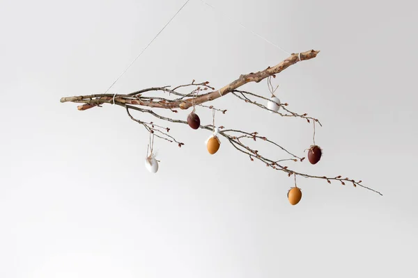 Hanging Branches Easter Eggs Light Room — Stock Photo, Image