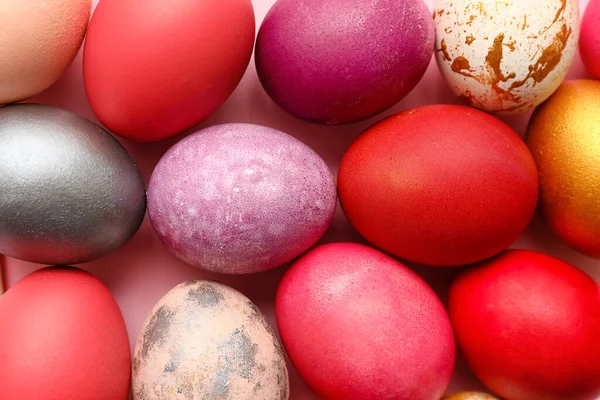 Multicolored Easter Eggs Background Closeup — Stock Photo, Image