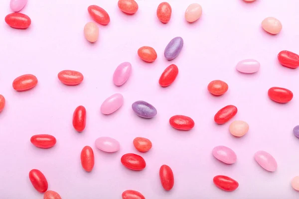 Different Jelly Beans Pink Background — Stock Photo, Image