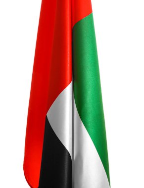 Beyaz arkaplanda BAE bayrağı, yakın plan