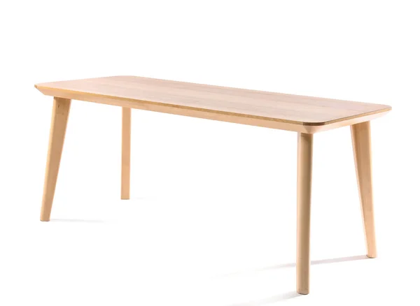 Table Basse Élégante Bois Sur Fond Blanc — Photo