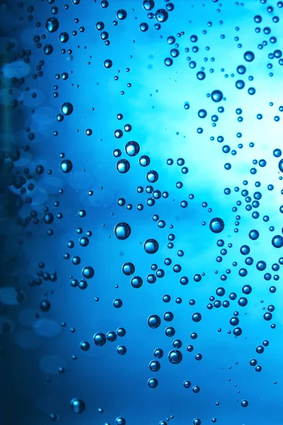 Clear Water Bubbles Blue Background Closeup — Stock Photo, Image
