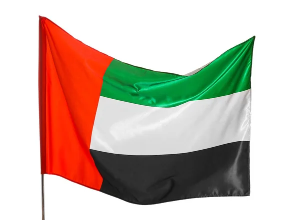 Nationalflagge Der Vae Weht Auf Weißem Hintergrund — Stockfoto