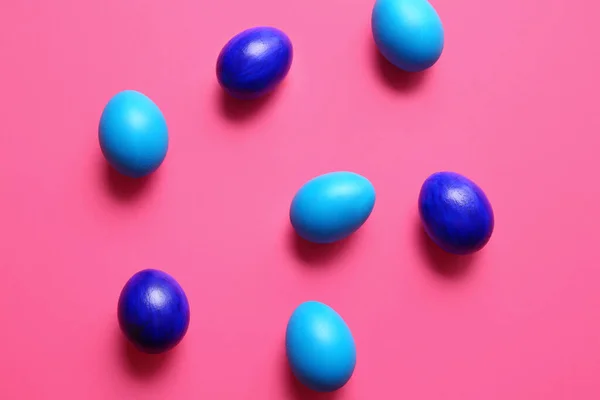 Blue Painted Easter Eggs Color Background — Stock Photo, Image