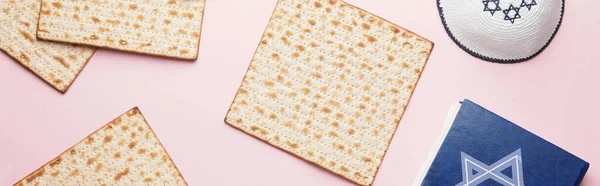 Jewish Flatbread Matza Passover Color Background — Stock Photo, Image