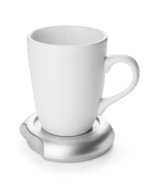 Tasse Mit Heizung Auf Weißem Hintergrund — Stockfoto