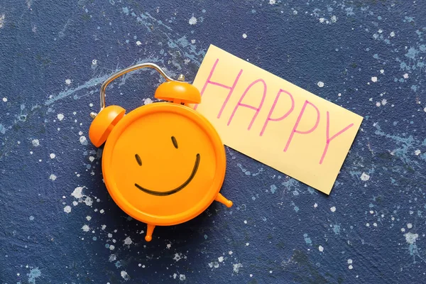 Alarm Clock Drawn Happy Face Color Background — Stock Photo, Image