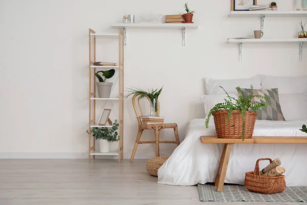 Intérieur Élégant Chambre Moderne Avec Plantes Intérieur — Photo