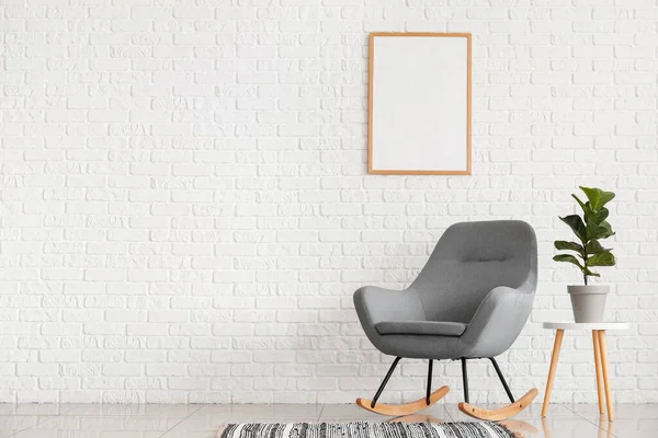 Rocking Chair Table Houseplant Modern Stylish Interior Living Room — Stock Photo, Image