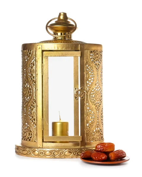 Muslim Lantern Dates White Background — Stock Photo, Image