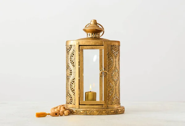 Muslim Lantern Tasbih Light Background — Stock Photo, Image