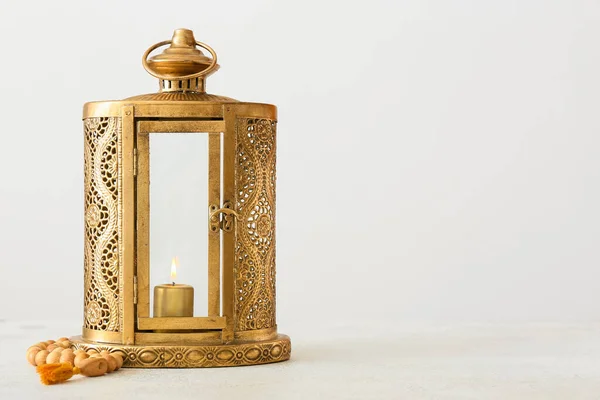Muslim Lantern Tasbih Light Background — Stock Photo, Image