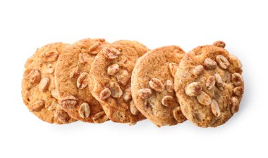 Beyaz arka planda lezzetli fıstıklı kurabiyeler