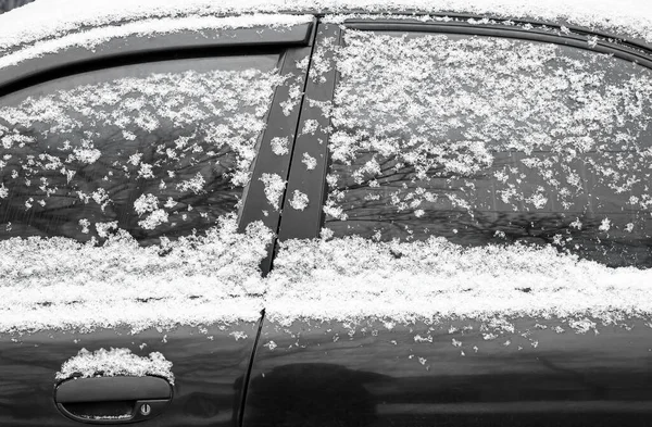 Car Covered Snow Winter Day Closeup — Stock Photo, Image