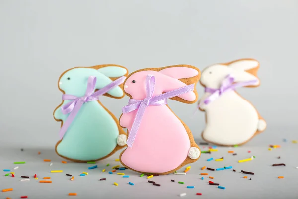 Tasty Easter Cookies Shape Bunny Light Background — Stock Photo, Image