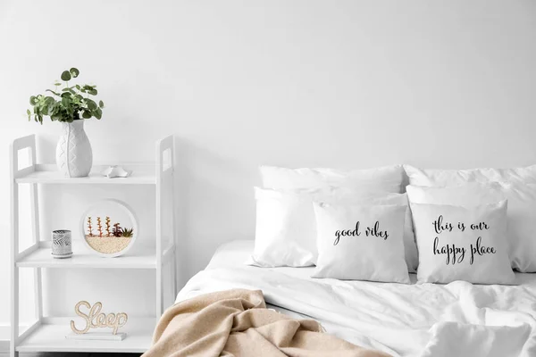 Interior Modern Bedroom White Colors — Stock Photo, Image