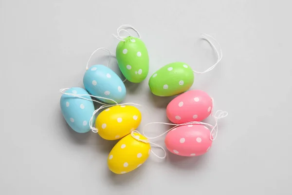 Painted Easter Eggs Grey Background — Stock Photo, Image