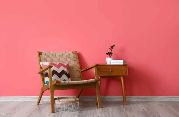 Modern Armchair Table Color Wall Room — Stock Photo, Image