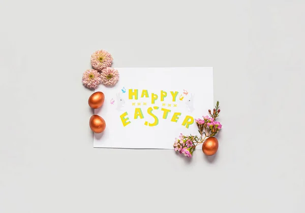 Beautiful Easter Composition Greeting Card Color Background — Stock Photo, Image