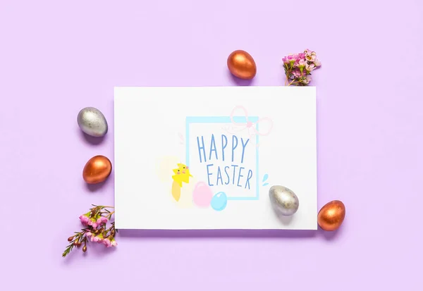 Beautiful Easter Composition Greeting Card Color Background — Stock Photo, Image