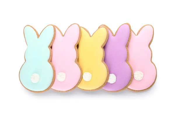 Delicious Easter Cookies Shape Bunny White Background — Stock Photo, Image