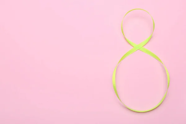 Figure Made Ribbon Pink Background International Women Day Celebration — Stock Photo, Image