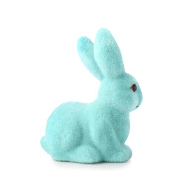 Beyaz arkaplanda Mavi Paskalya tavşanı