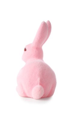 Beyaz arkaplanda Pembe Paskalya tavşanı