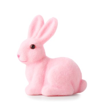 Beyaz arkaplanda Pembe Paskalya tavşanı