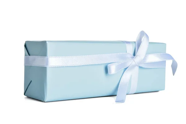 Gift Box Ribbon Bow White Background — Stock Photo, Image