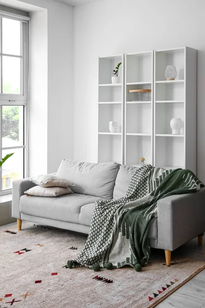 Intérieur Chambre Moderne Avec Étagère Canapé — Photo