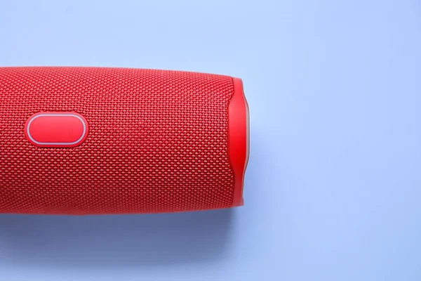 Wireless Portable Speaker Blue Background Closeup — Stock Photo, Image