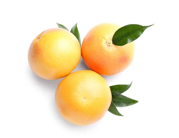 Čerstvé Celé Grapefruity Bílém Pozadí — Stock fotografie