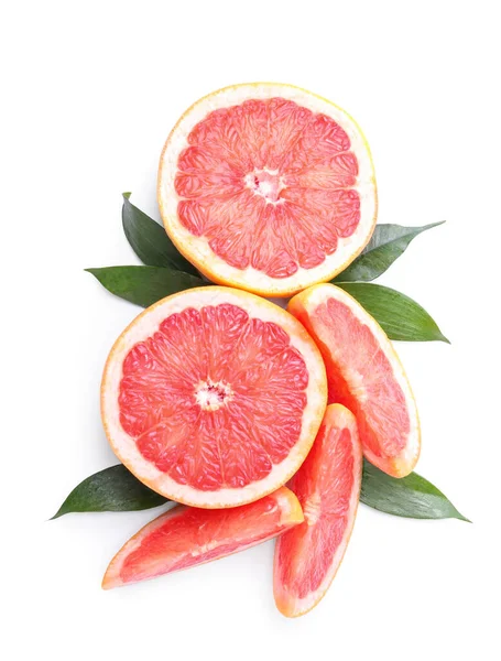 Fresh Grapefruit Pieces White Background — Stock Photo, Image