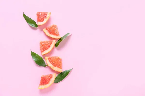 Fresh Grapefruit Slices Pink Background — Stock Photo, Image