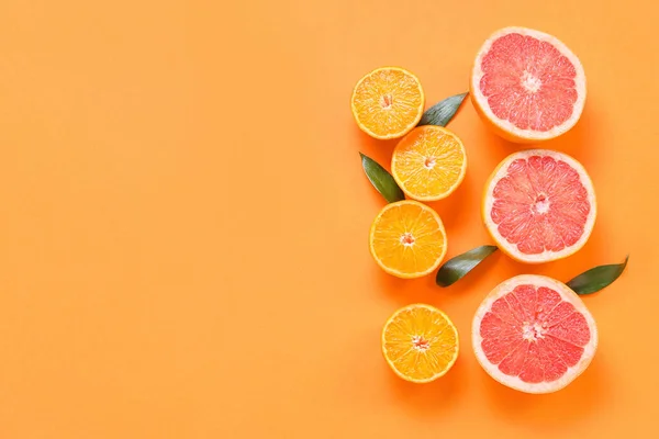 Fresh Orange Grapefruit Slices Color Background — Stock Photo, Image