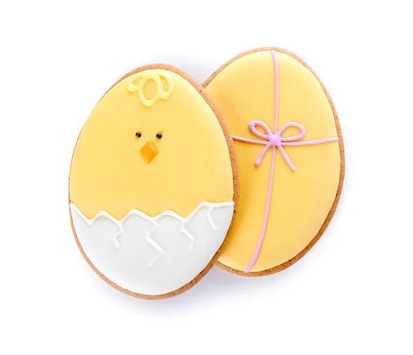 Verschiedene Leckere Osterkekse Form Von Eiern Auf Weißem Hintergrund — Stockfoto
