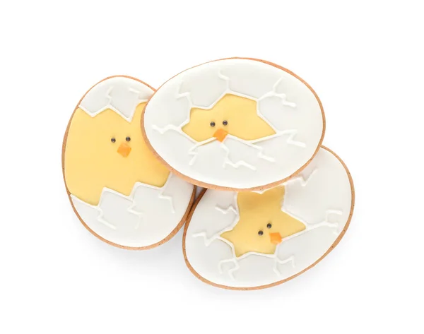 Delicious Easter Cookies Shape Eggs White Background — Stock Photo, Image