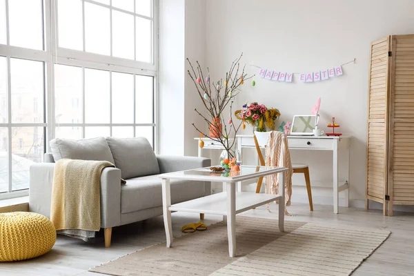 Intérieur Élégant Salon Décoré Pour Célébration Pâques — Photo