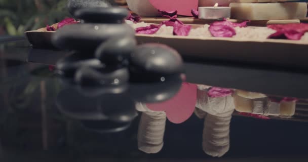 Beautiful Spa Composition Closeup Valentines Day Celebration — Stock Video